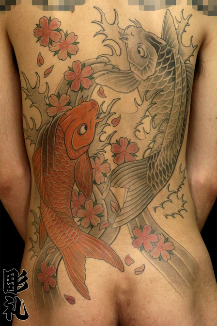 刺青作品　和彫り「鯉」