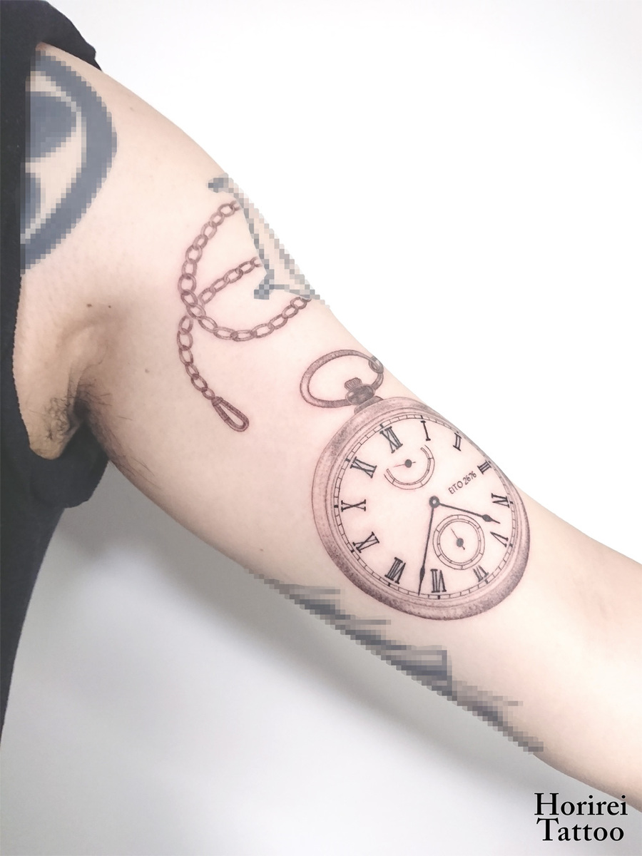 刺青作品　Tattoo 「懐中時計」